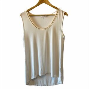 CALVIN KLEIN Cream Wide Shoulder Top Beading